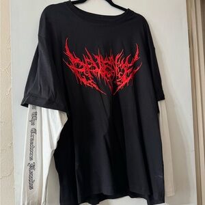 Revenge LS Black and Red Graphic Men's Shirt